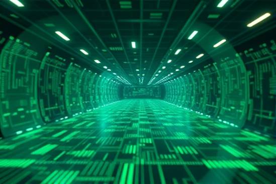 cutting-edge digital strategy innovation, inventive, conceptualizing, photorealistic, in a futuristic think-tank space, highly detailed, algorithmic patterns unfolding, 6K resolution, digital green and blues, high-intensity lighting, shot with a tilt-shift lens.